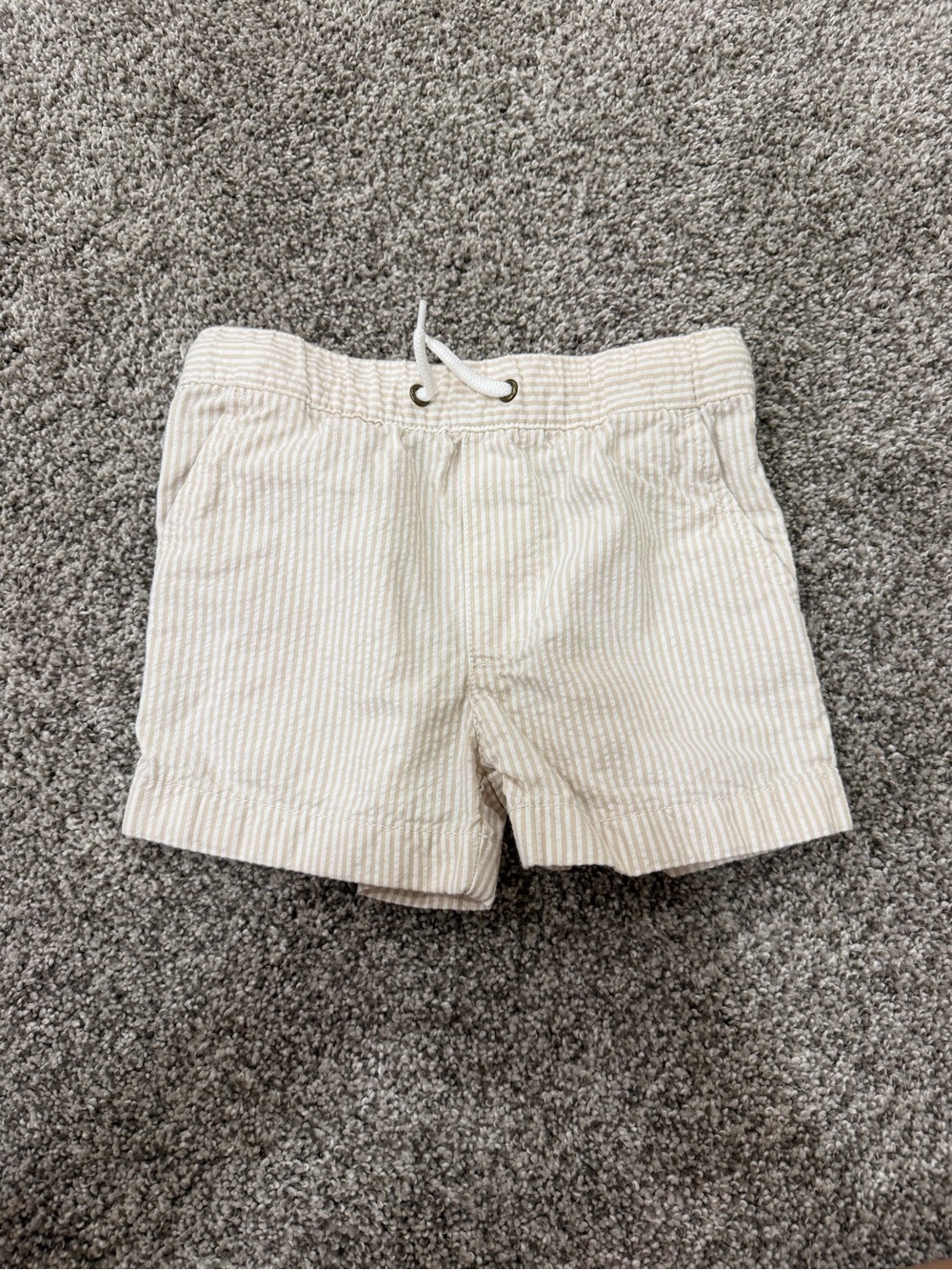 Carter's Cream and White Striped Pull-On Shorts